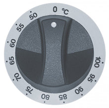 knob thermostat t.max. 100°C ø 77mm shaft ø 6x4,6mm shaft flat bottom white/black