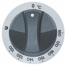 knob thermostat t.max. 180°C ø 77mm shaft ø 6x4,6mm shaft flat upper white/black