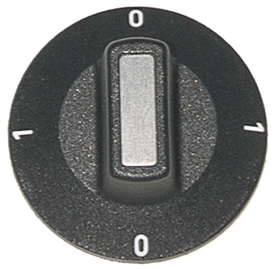 Buton intrerupator rotativ, cu simboluri 0-1-0-1, diam. ø 50 mm, ax ø 6x4,6 mm - 110231