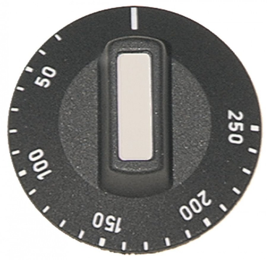 Buton pentru termostat t.max. 250°C, ø 50 mm, ax ø 6x4.6 mm, tesitura sus - 110244