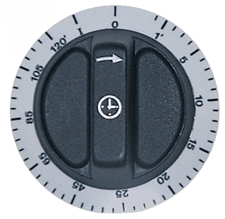 knob time 120min ø 72mm shaft ø 6x4,6mm shaft flat bottom black