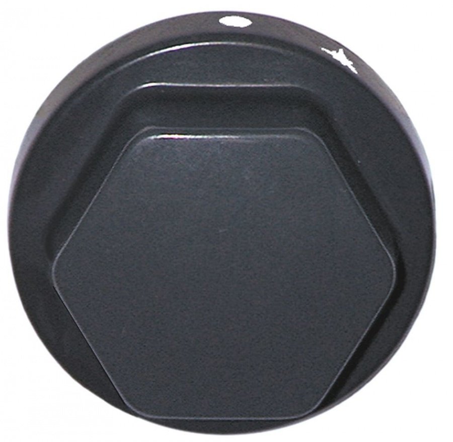 knob gas tap with ignition flame ø 70mm shaft ø 8x6,5mm shaft flat upper black
