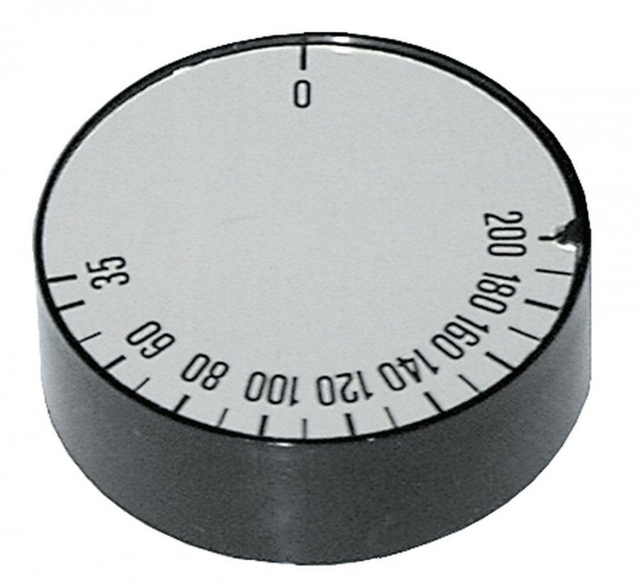 knob t.max. 200°C temperature range 34x10°C ø 45mm shaft ø 6x4,6mm shaft flat upper
