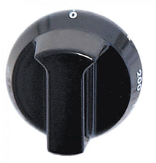knob thermostat t.max. 200°C 110-200°C ø 52mm shaft ø 6x4,6mm shaft flat bottom black