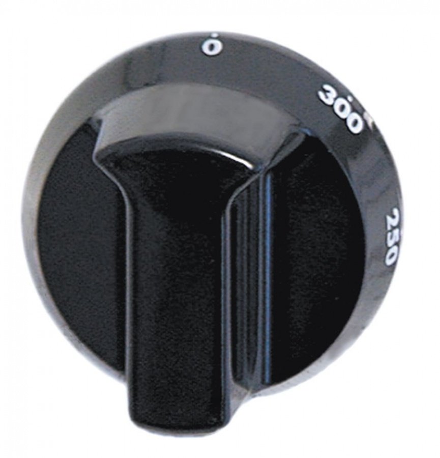 knob thermostat t.max. 300°C 50-300°C ø 52mm shaft ø 6x4,6mm shaft flat bottom black