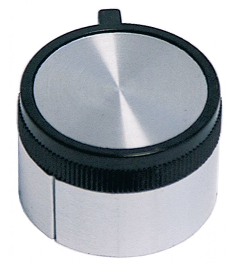 knob switch 0-1 ø 42mm shaft ø 6x4,6mm shaft flat upper silver