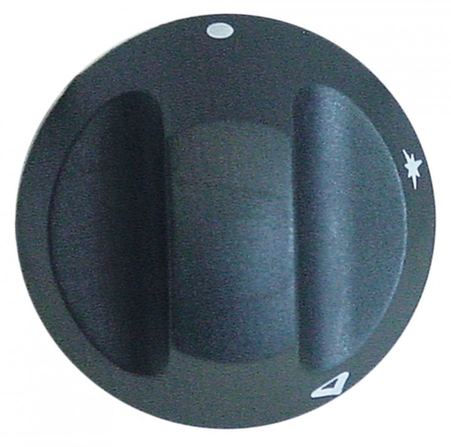 knob gas tap without ignition flame ø 67mm shaft ø 10x8mm shaft flat upper black