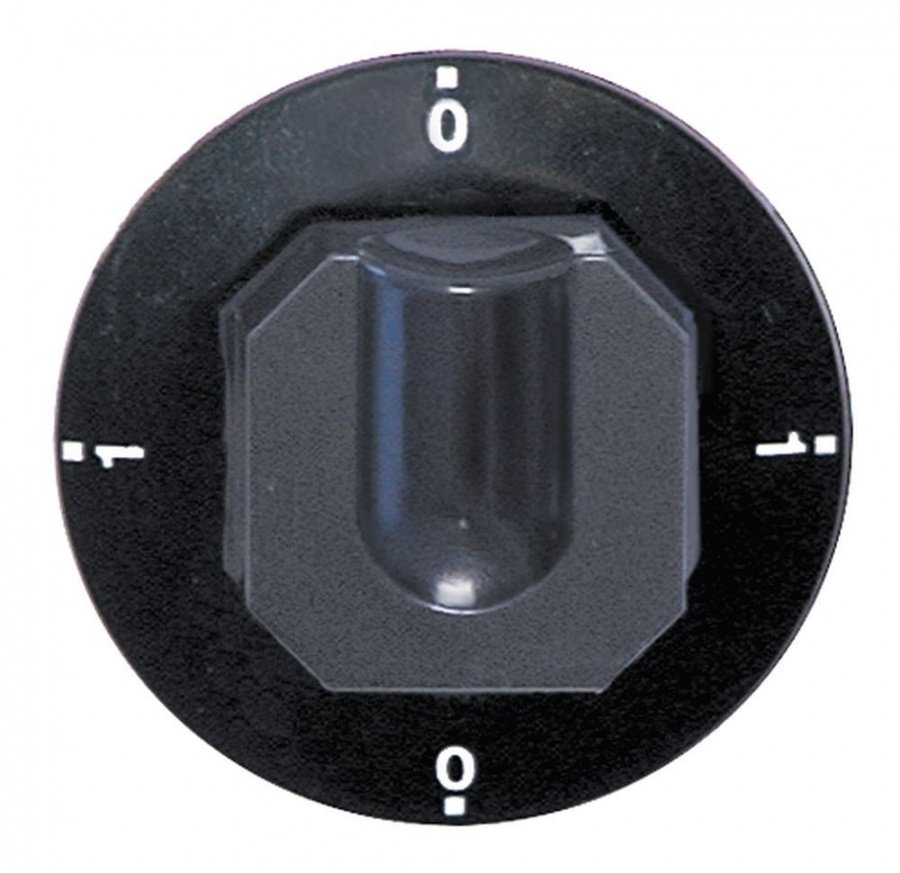 knob switch 0-1-0-1 ø 70mm shaft ø 6x4,6mm shaft flat upper black