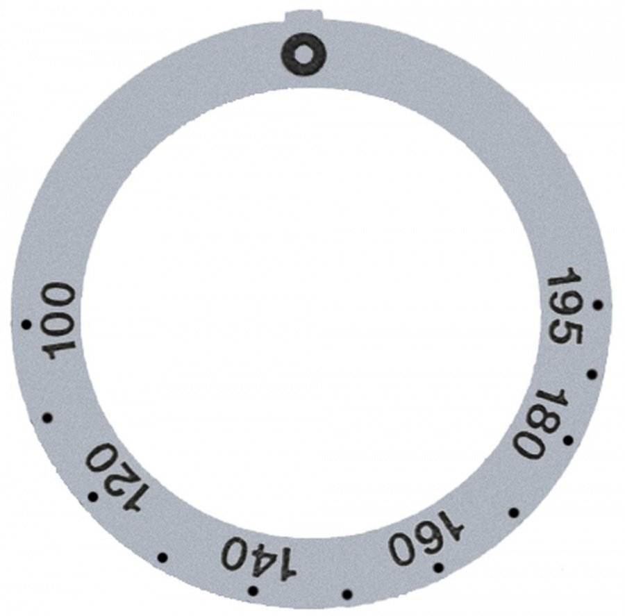 knob dial plate silver thermostat t.max. 195°C - Code 110536