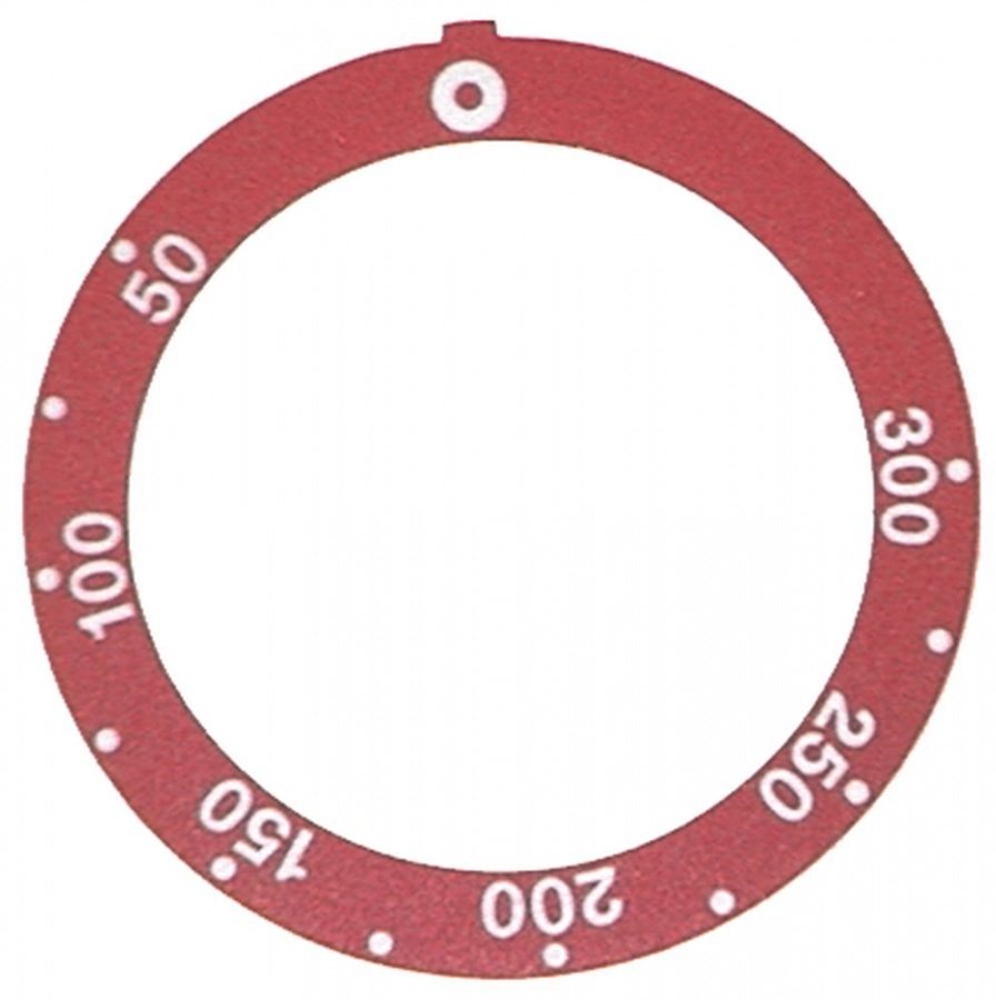 Disc autoadeziv cu simboluri temperatura 50-300°, ext. ø 59 mm, int. ø 45,5 mm, rotatie 270°, rosu - 110549