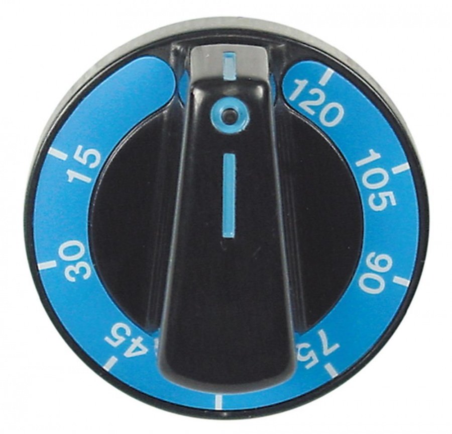 knob time 120min ø 60mm shaft ø 6x4,6mm shaft flat bottom blue/black