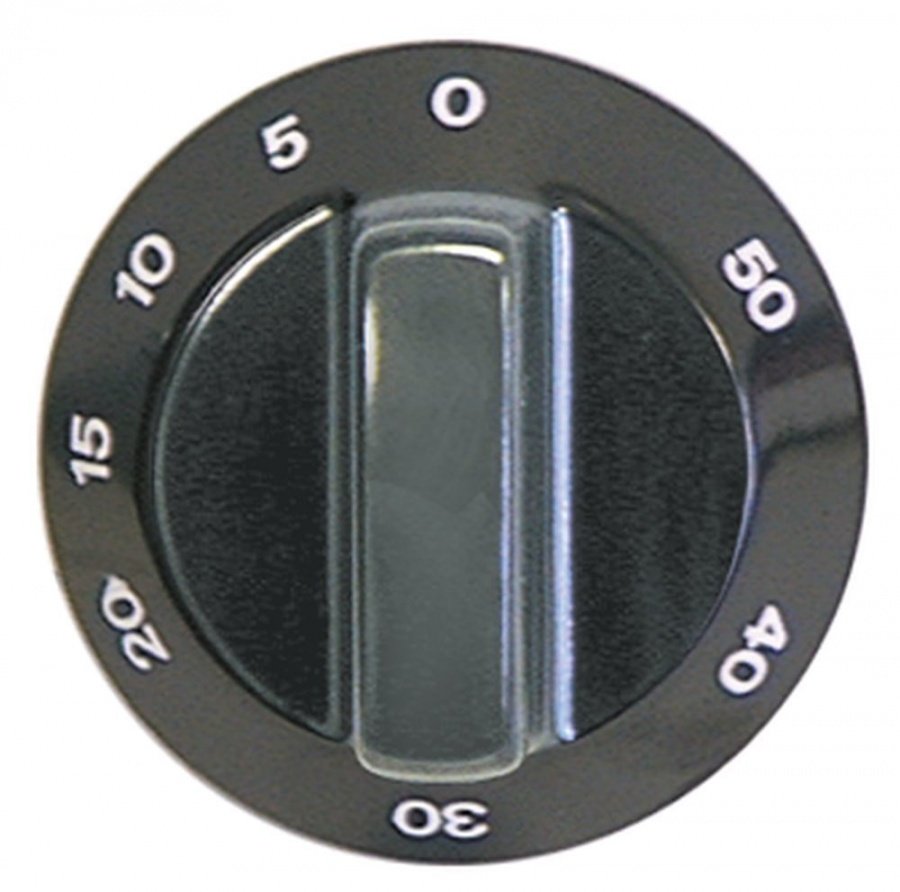 knob time 50min ø 60mm shaft ø 6x4,6mm shaft flat right black