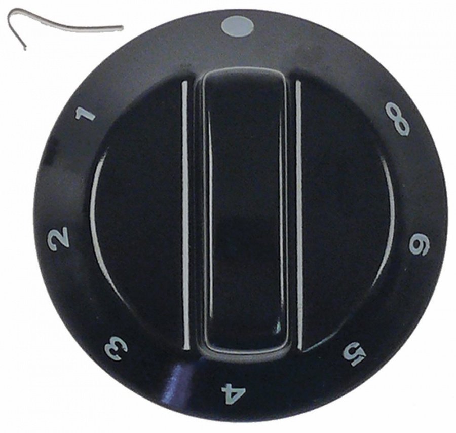knob energy regulator 1-6 + MAX ø 60mm shaft ø 6x4,6mm shaft flat left black