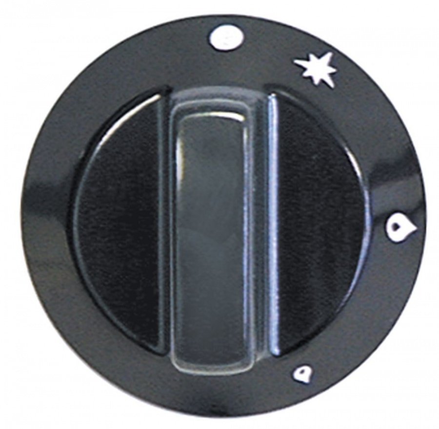 knob gas tap with ignition flame ø 60mm shaft ø 8x6,5mm shaft flat bottom black