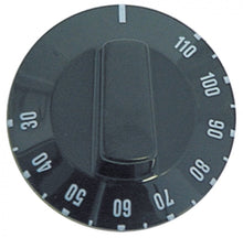 knob thermostat t.max. 110°C 30-110°C ø 49mm shaft ø 6x4,6mm shaft flat upper black