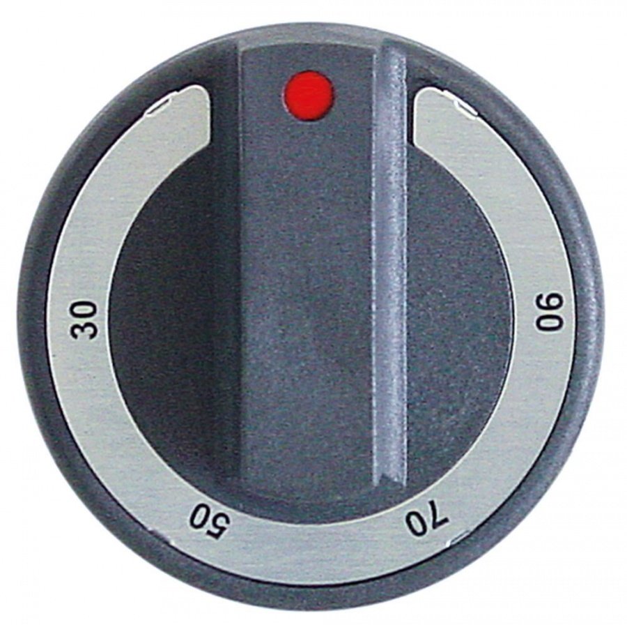 Buton termostat 30-90°C, ø 77 mm, ax ø 6x4,6 mm, cu tesitura sus - 110955