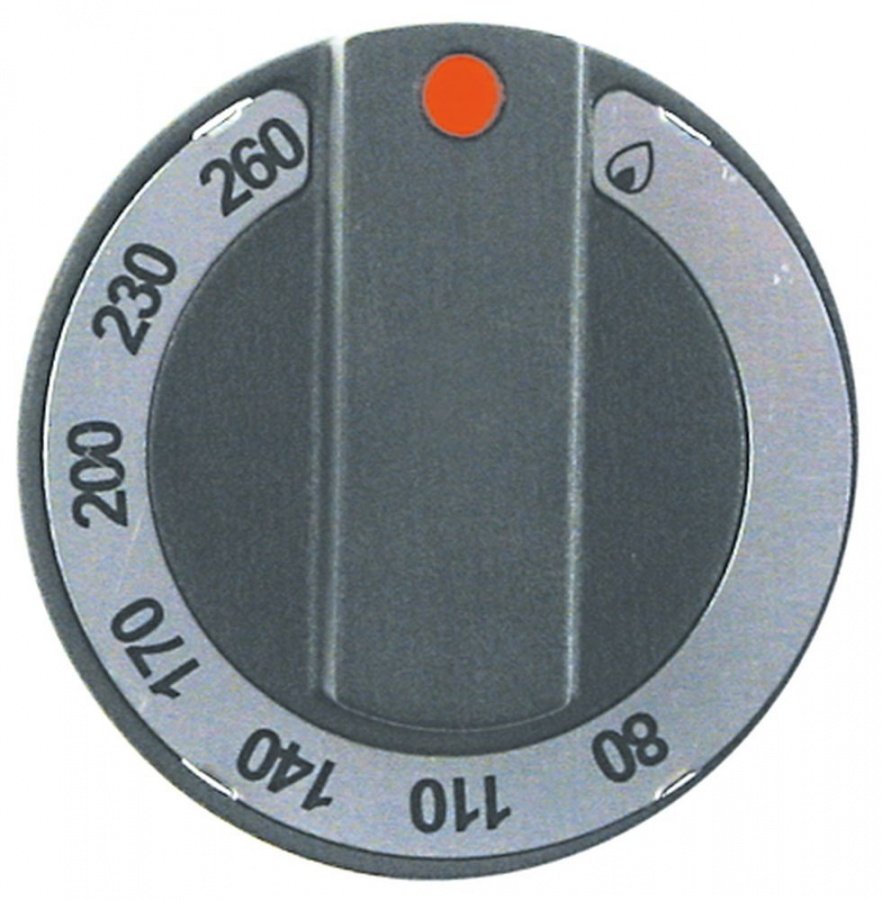 knob gas thermostat t.max. 260°C 80-200°C ø 65mm shaft ø 10x8mm shaft flat upper black