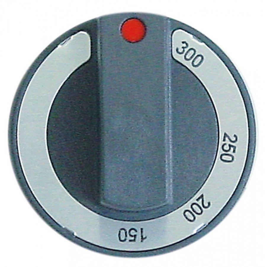 knob thermostat t.max. 300°C ø 65mm shaft ø 6x4,6mm shaft flat upper black