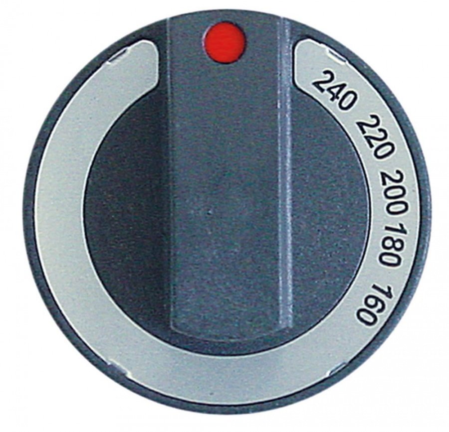 knob thermostat t.max. 240°C ø 65mm shaft ø 6x4,6mm shaft flat upper black