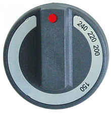 knob thermostat t.max. 240°C ø 77mm shaft ø 6x4,6mm shaft flat upper black