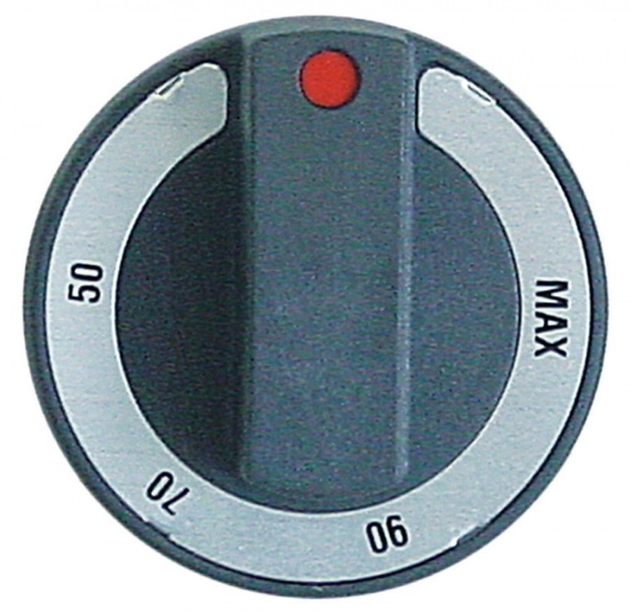 knob thermostat t.max. 150°C 50-150°C ø 65mm shaft ø 6x4,6mm shaft flat upper black