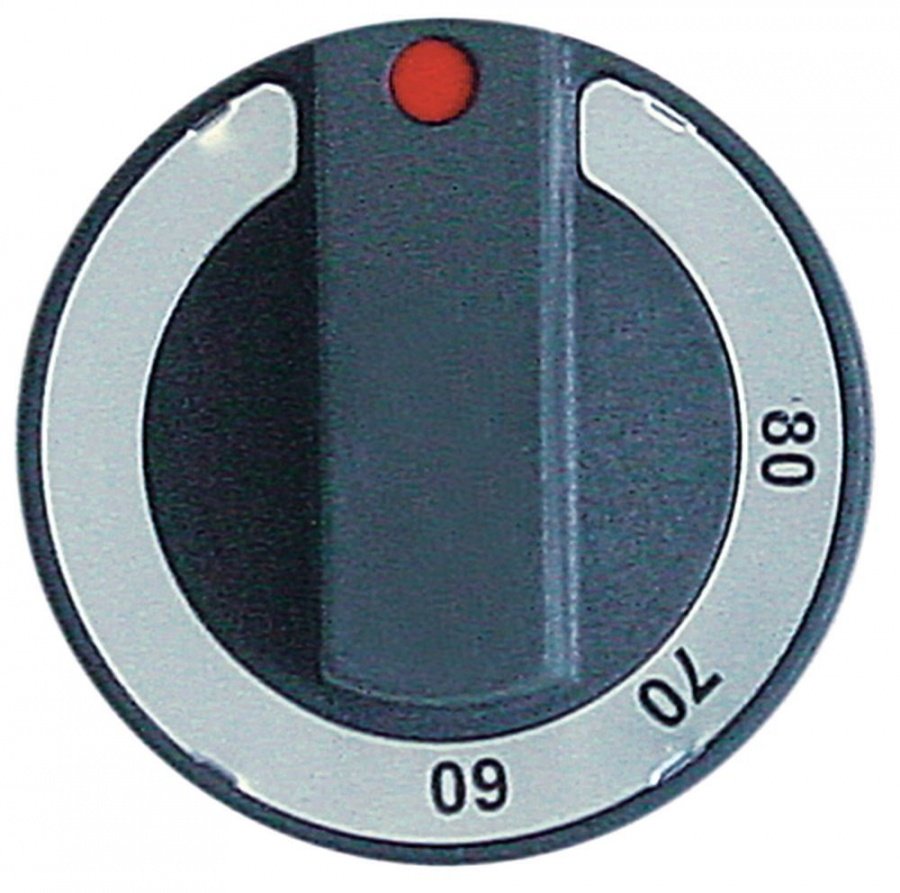 knob thermostat t.max. 80°C ø 65mm shaft ø 6x4,6mm shaft flat bottom black temperature range 60-80°C