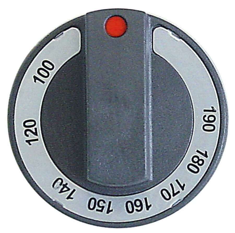 knob thermostat t.max. 190°C ø 65mm shaft ø 6x4,6mm shaft flat upper black