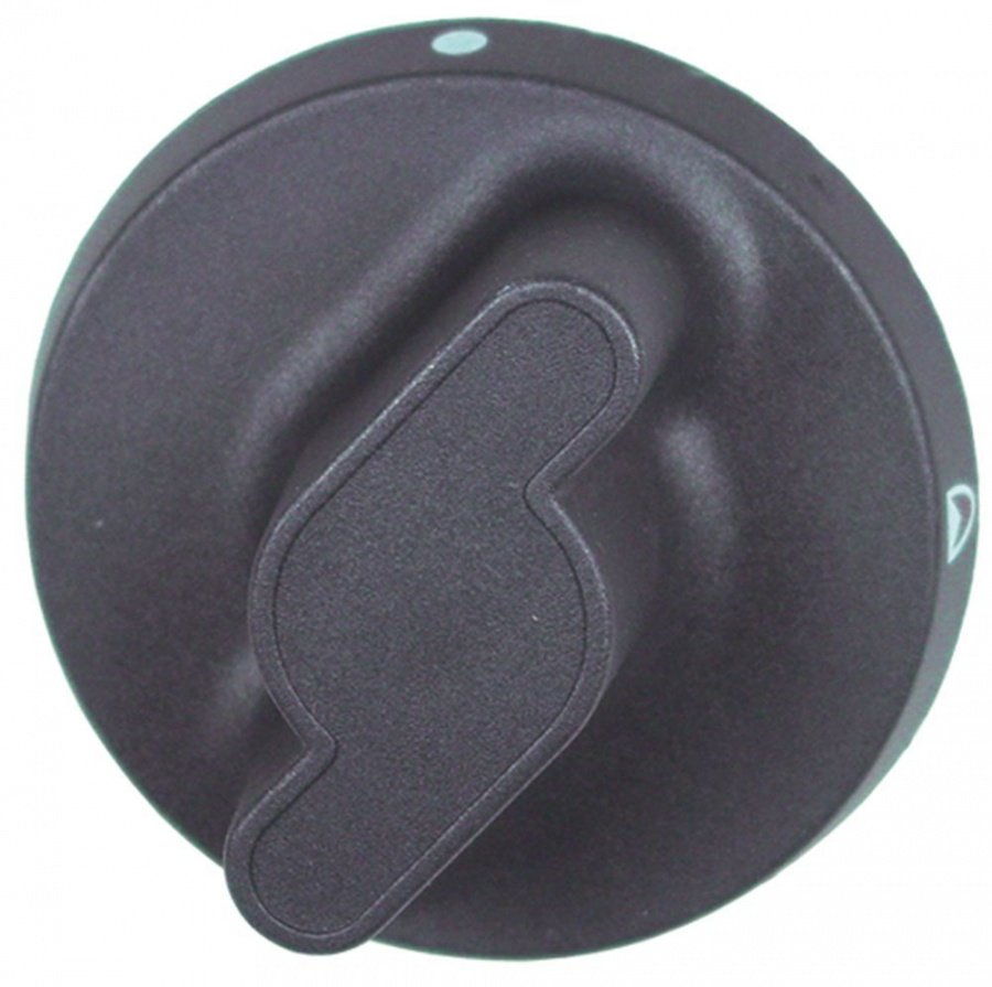 knob gas tap without ignition flame ø 73mm shaft ø 8x6,5mm shaft flat bottom black S-shape