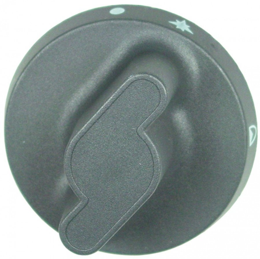 knob gas tap with ignition flame ø 73mm shaft ø 10x8mm shaft flat bottom black