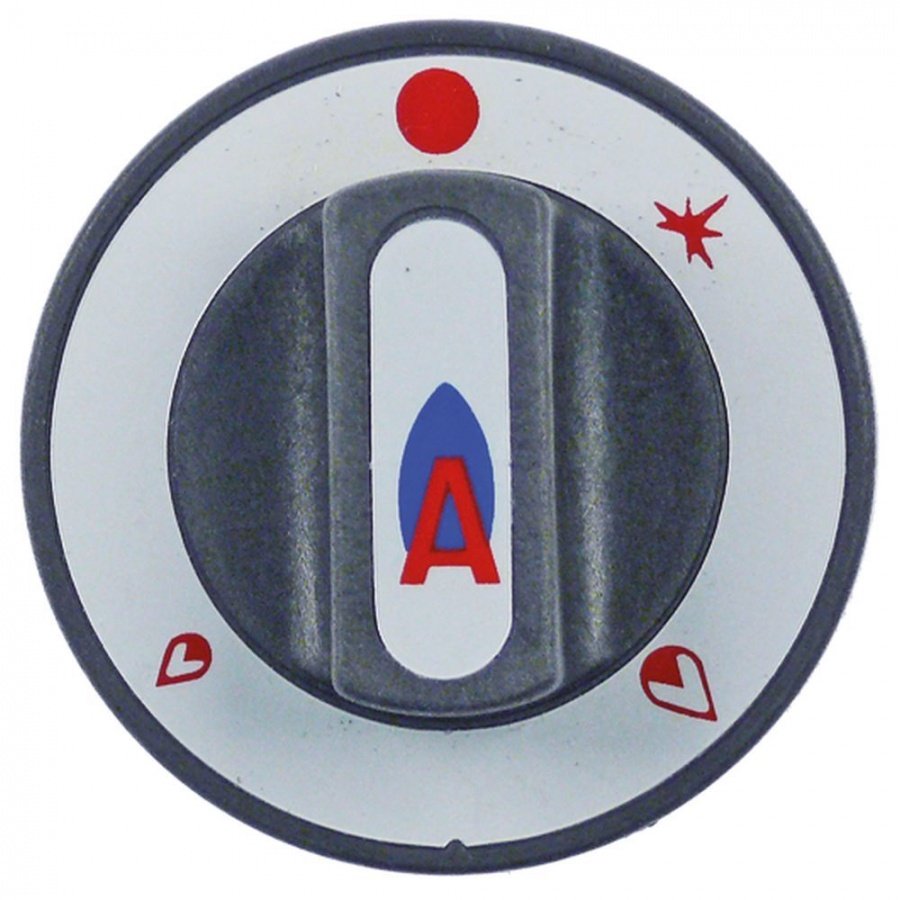knob gas tap with ignition flame ø 63mm shaft ø 8x6mm shaft flat right