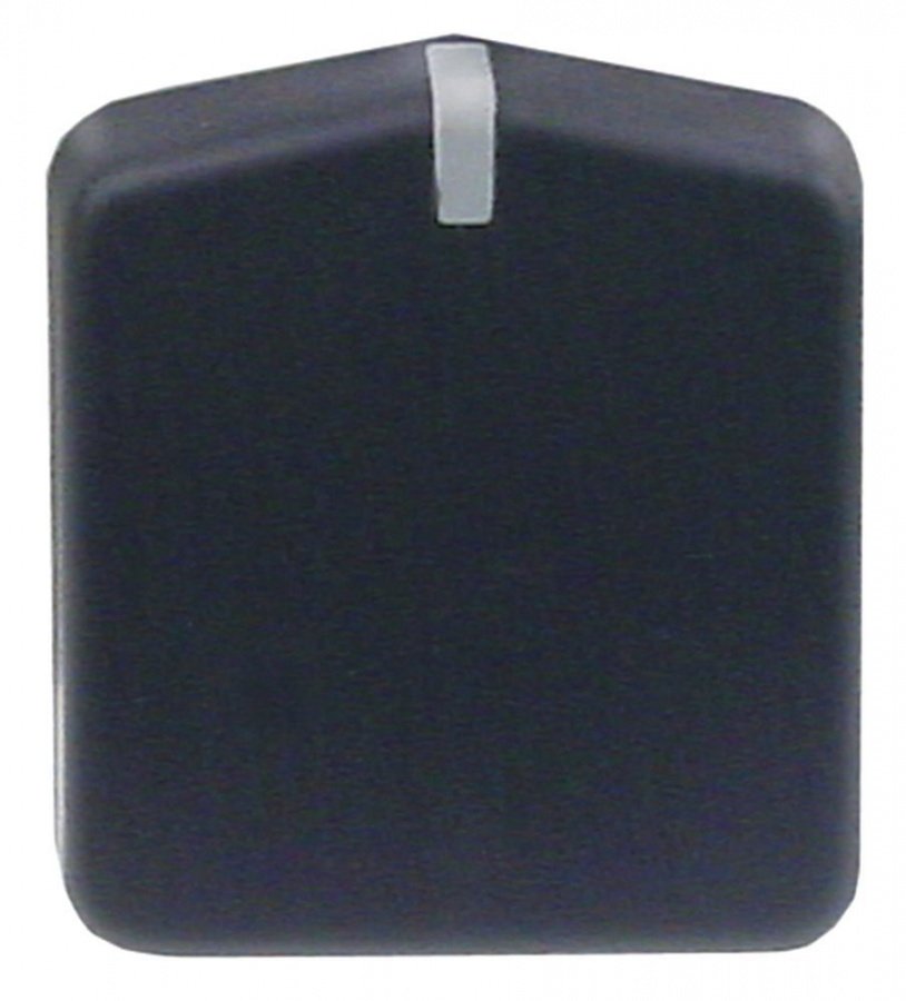 Buton patrat cu indicator 46x51 mm, ax ø 6x4,6 mm, cu tesitura sus, culare neagra - 111602