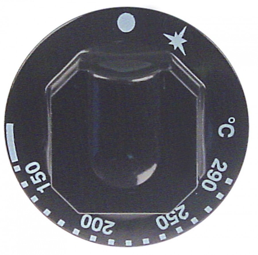 Buton temperatura t.max. 290°C, diametru ø 70 mm, ax ø 8x6,5 mm, negru - 111612
