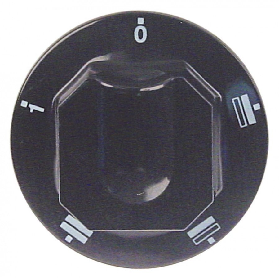 knob oven ø 70mm shaft ø 6x4,6mm shaft flat upper black
