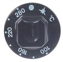 Buton termostat 100-280°C, diametru ø 55 mm, ax ø 10 x 8 mm, cu tesitura sus - 111623