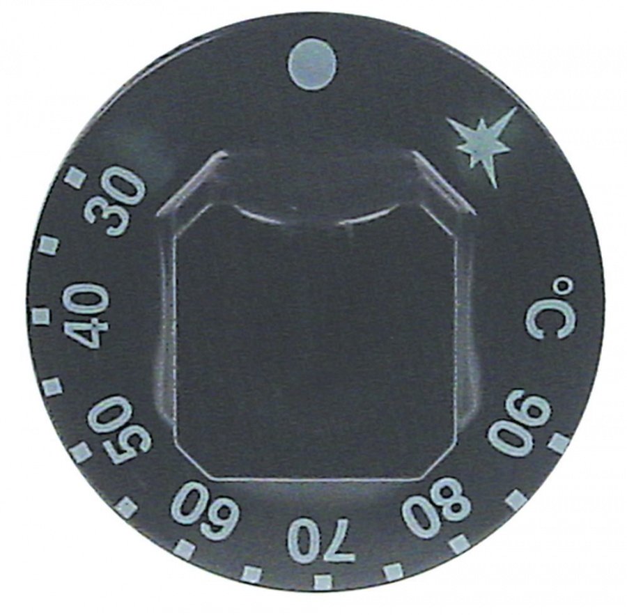 knob gas thermostat t.max. 90°C ø 55mm shaft ø 8x6,5mm shaft flat upper black