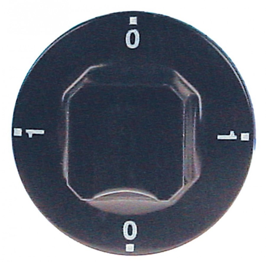 knob switch 0-1-0-1 ø 55mm shaft ø 6x4,6mm shaft flat upper black