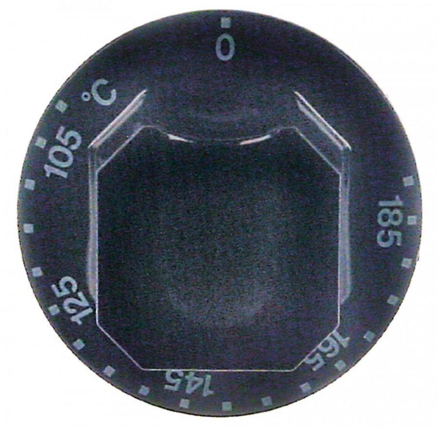 knob thermostat t.max. 185°C temperature range 105-185°C ø 70mm shaft ø 6x4,6mm