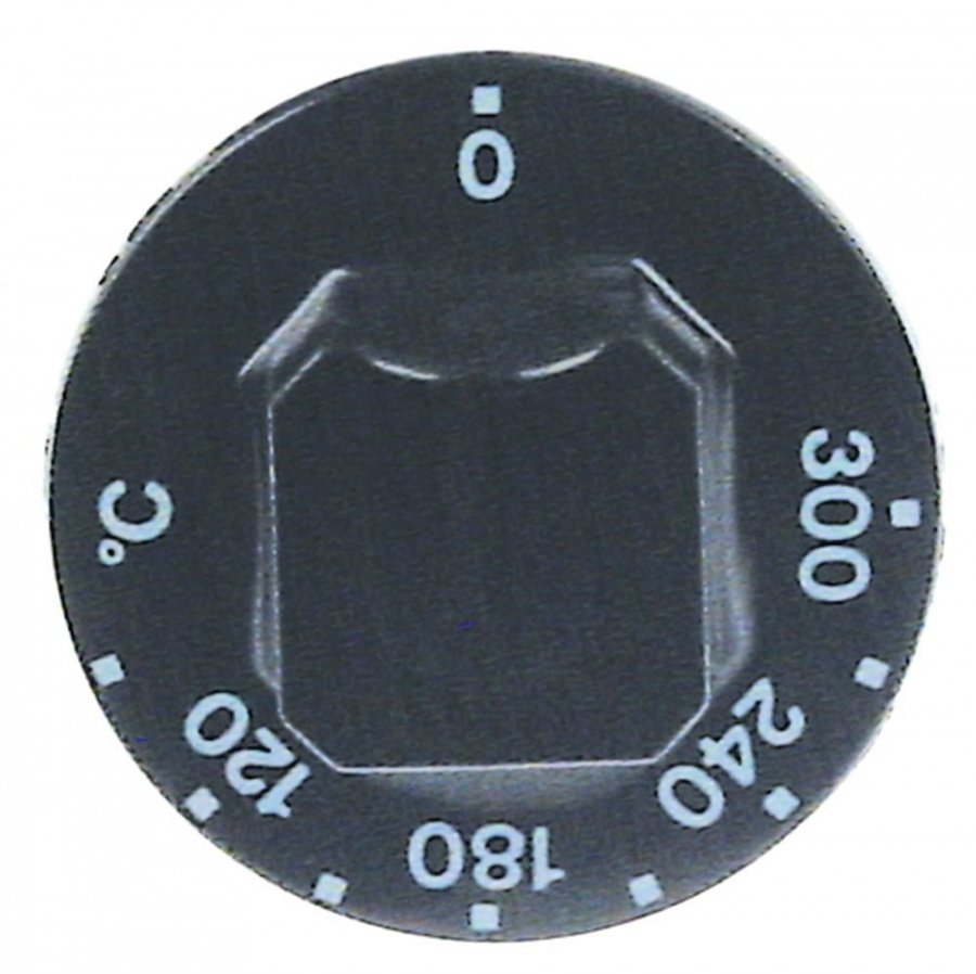 knob thermostat t.max. 300°C temperature range 120-300°C ø 55mm shaft ø 6x4,6mm