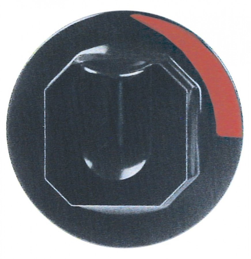 knob water hot ø 70 mm shaft ø 10x8mm shaft flat upper black/red H 39 mm