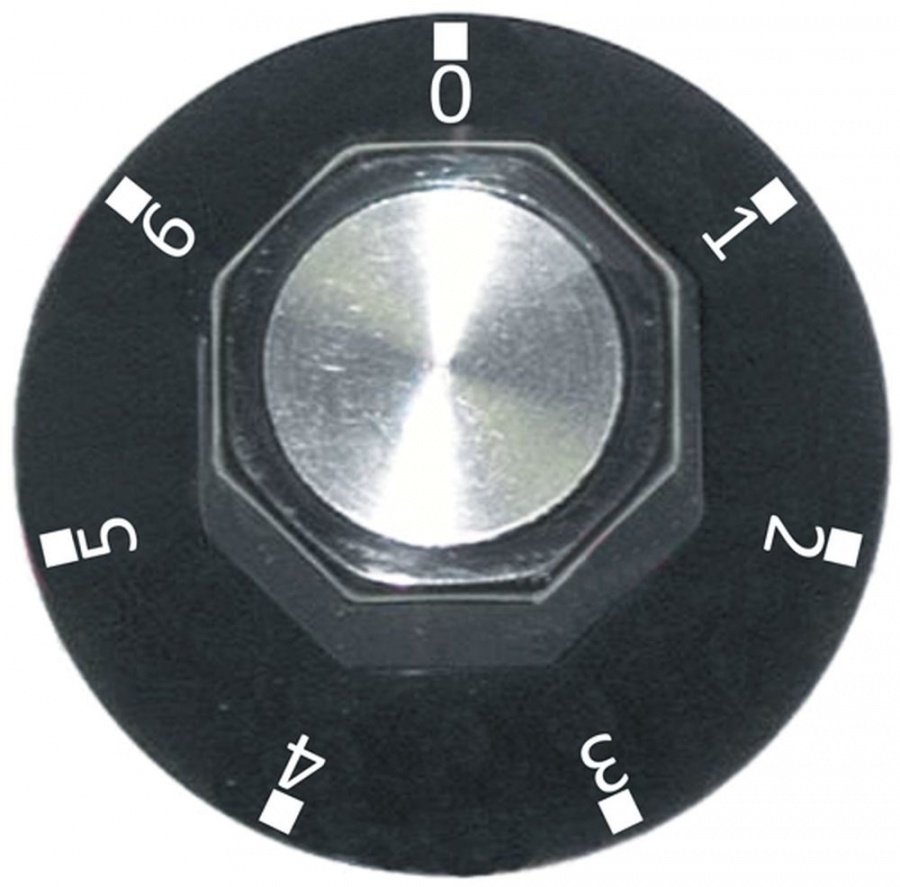 knob 7-position ø 50mm shaft ø 6x4,6mm shaft flat bottom black
