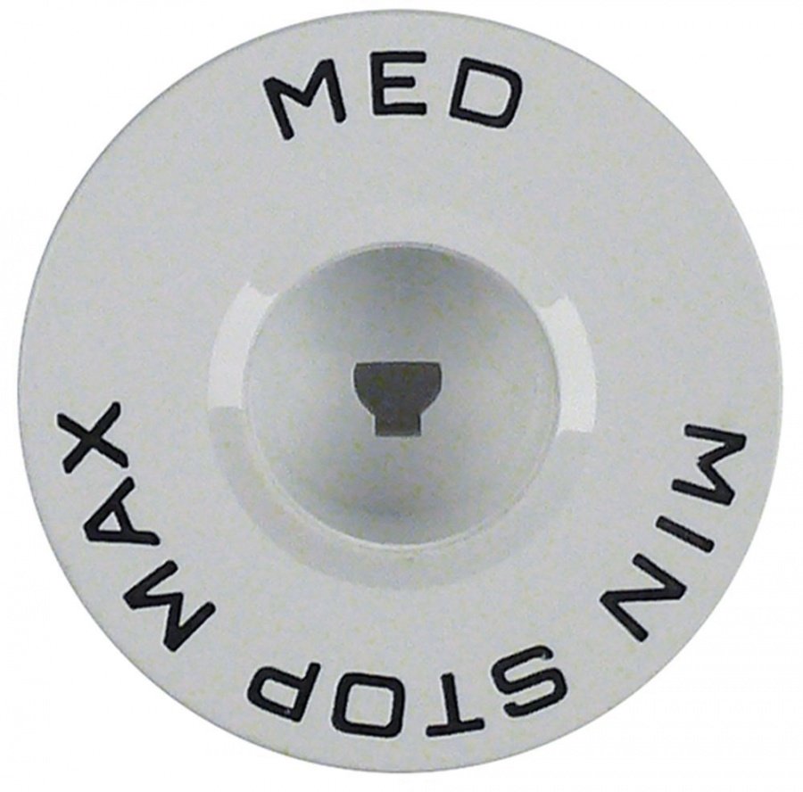 knob MIN / STOP / MAX ø 50mm shaft ø 4x6mm shaft flat lower white