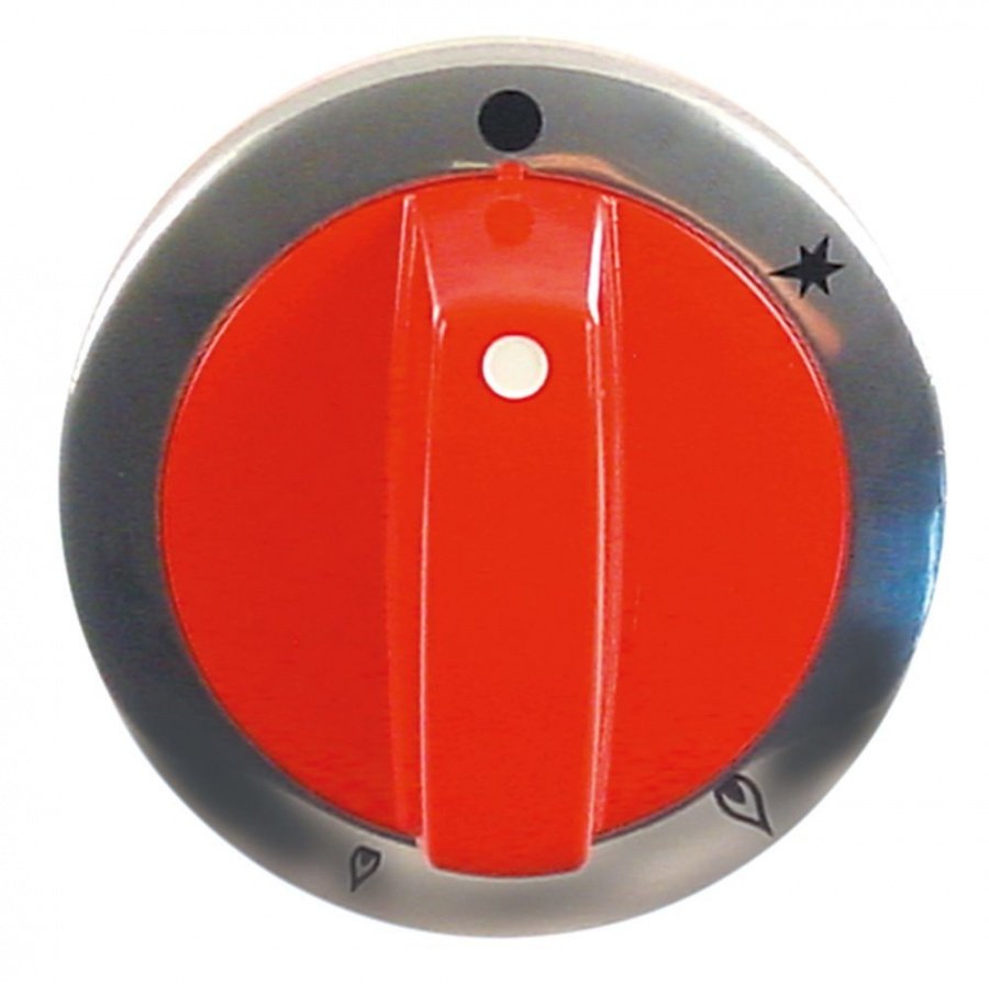 knob gas tap with ignition flame ø 63mm shaft ø 8x7mm shaft flat bottom black
