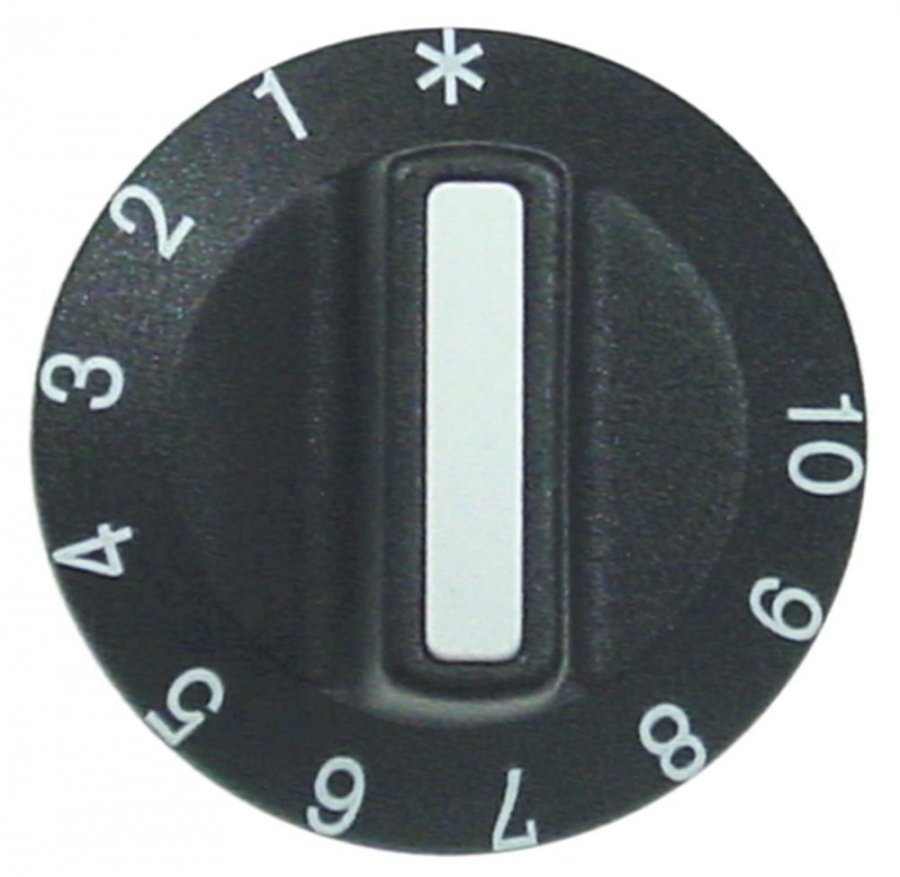 Buton termostat cu pozitii 1-10, ø 42 mm, ø ax 6x4,6 mm, tesitura jos - 111874