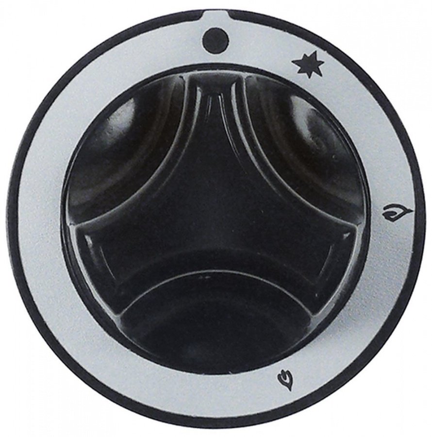 knob gas tap with ignition flame ø 60mm shaft ø 9x6,5mm shaft flat horizontal black
