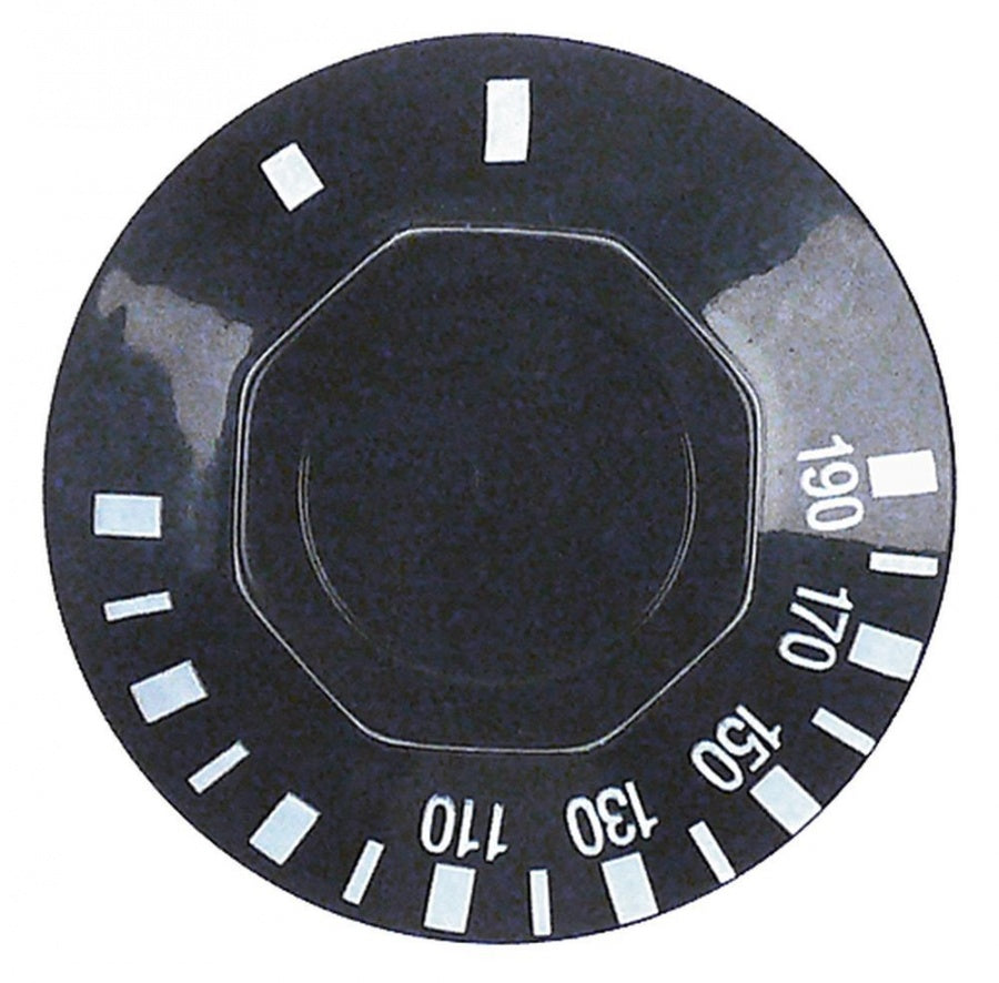 knob thermostat t.max. 270°C ø 50mm shaft ø 6x4,6mm shaft flat upper black