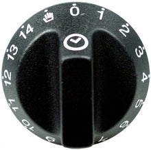 knob time 14h ø 55mm shaft ø 6x4,6mm shaft flat bottom with extended shaft black