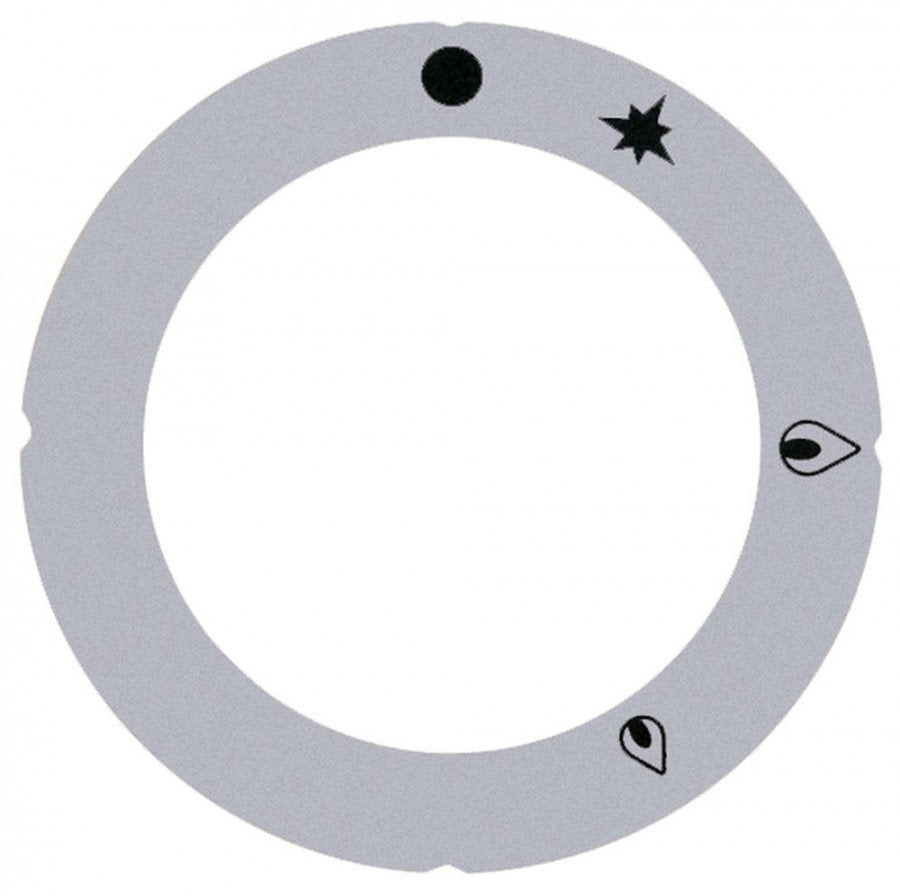 Disc autoadeziv cu simboluri ø 63 / 45,5 mm, pentru buton robinet de gaz - 112206