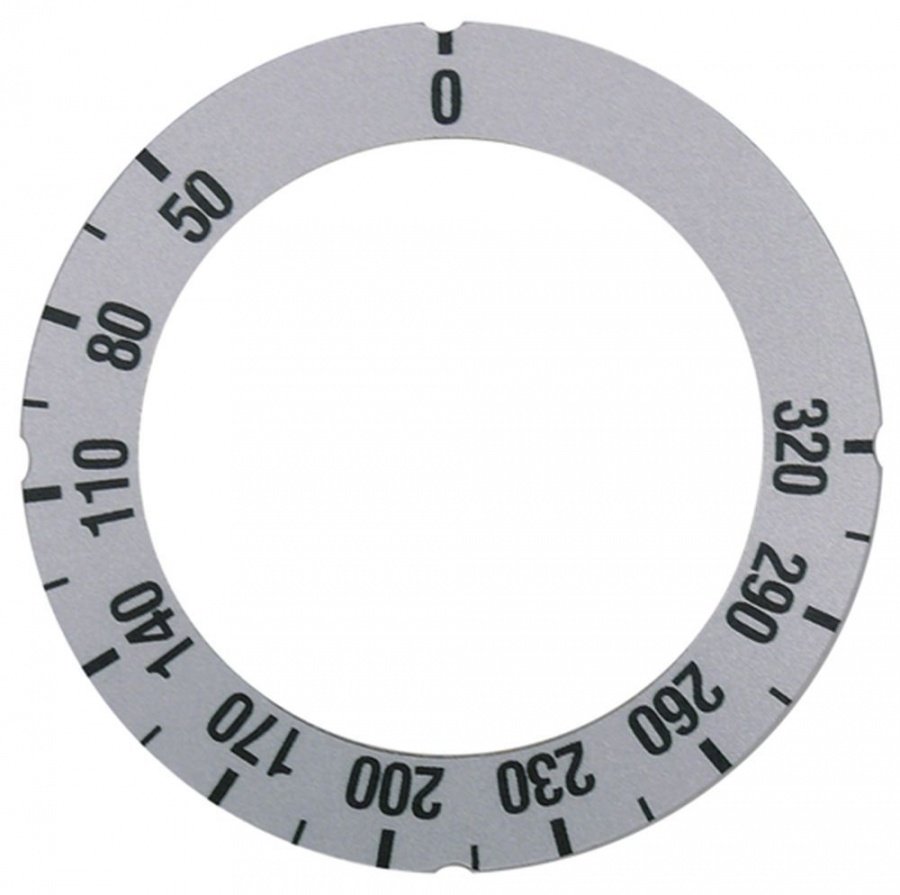 Disc indicator argintiu autoadeziv cu simbol 50-320°C, ext. ø 63 mm, int ø 45,5 mm - 112222