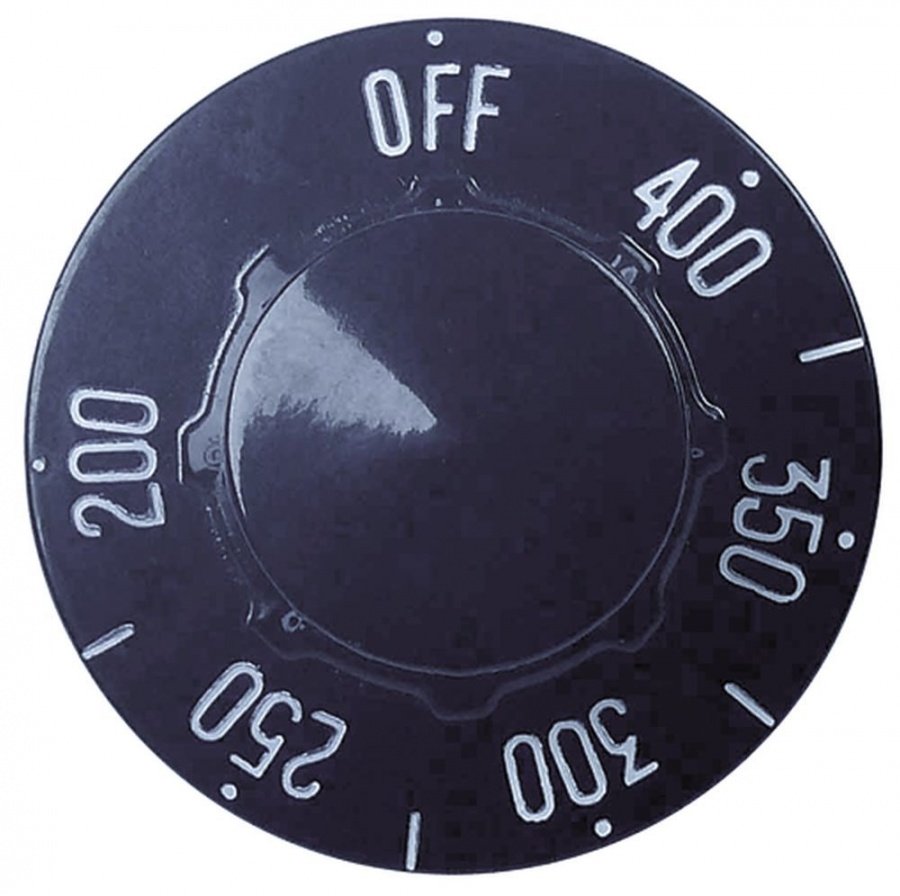 knob thermostat ø 57mm shaft ø 6x5mm shaft flat bottom black t.max. 400°F
