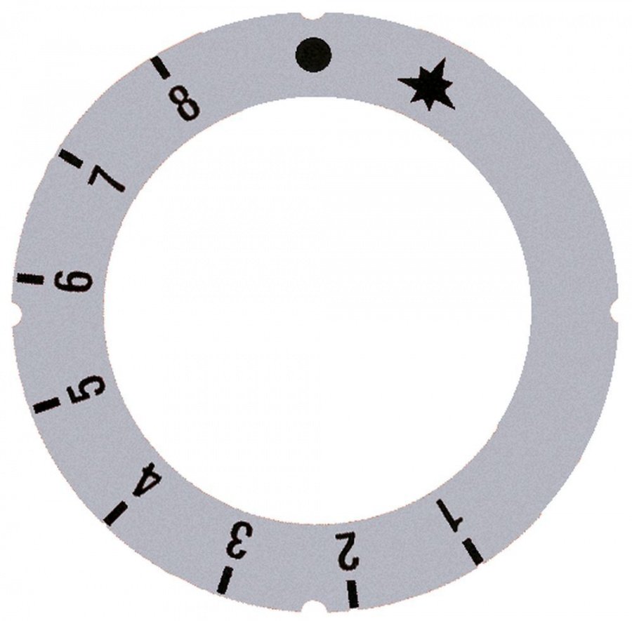 knob dial plate silver gas thermostat 1-8 - Code 112325